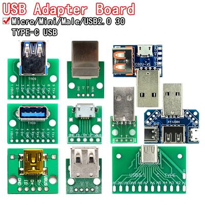 5 adet USB erkek konnektör/MINI MİKRO USB DIP adaptörü dişi konnektör 2.54 konnektör B tipi-c USB2.0 3.0 dişi PCB dönüştürücü