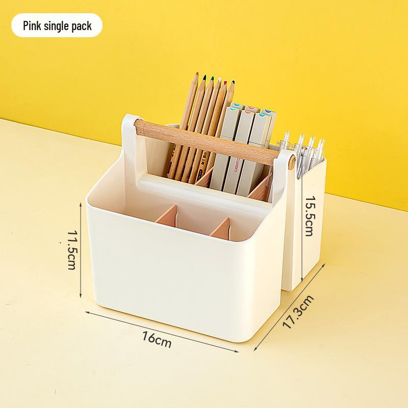 Handheld Colored Pencil & Marker Storage Box with Compartments – Large Capacity Pen & Brush Organizer for Students