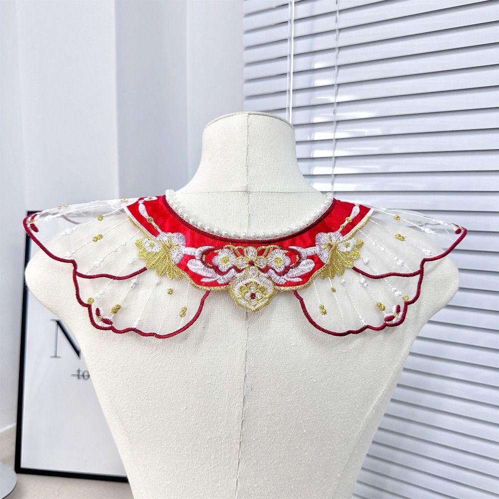 Embroidery Decoration Hanfu Shawl Pearl Traditional False Floral Yunjian Chinese Butterfly Kids Shirt False Collar