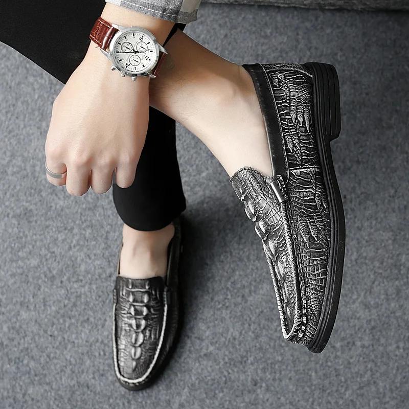 Skinn Loafers Skor Herr Äkta Läder Slip-on Mockasiner Handgjorda Man Casual Skor Kör Gå Lyxig Fritid Zapatos