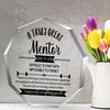 Acrylic for Mentor Appreciation Plaque - Vintage-Inspired Thank You Keepsake for Teachers, Coaches, Counselors, Supervisors - No Electricity Needed 