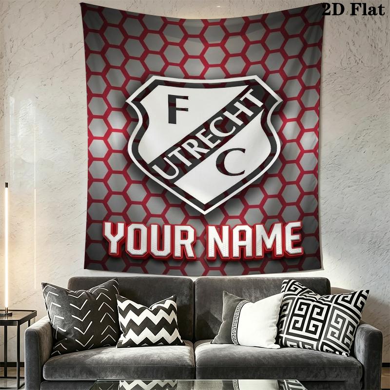 Custom Name FC Utrecht Wall Tapestry Aesthetic Wall Hanging Printed Fabric Blanket Decorative Tapestries for Bedroom Living Room Home Decor