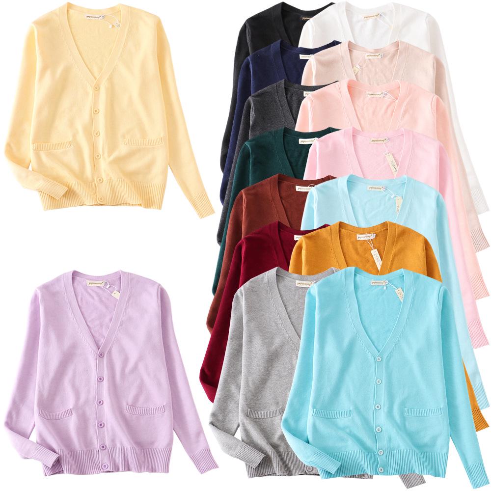 Japanese V-Neck Long Sleeve JK Uniform Cardigan - 7-Needle Thickened Sweater for Spring/Autumn