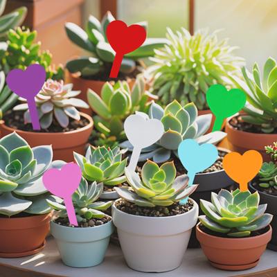 100 Stück Herzform Pflanzenetiketten Wasserdichte Gartenetiketten Wiederverwendbare Kunststoff-Pflanzenmarkierer für Blumentöpfe