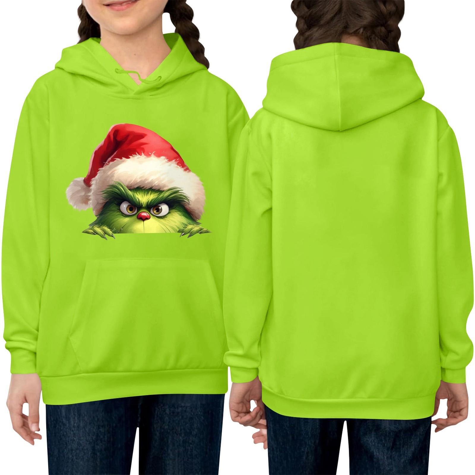 

Детская толстовка с длинным рукавом, повседневная толстовка с капюшоном, удобная, свободная, легкая детская толстовка 140 зелёный