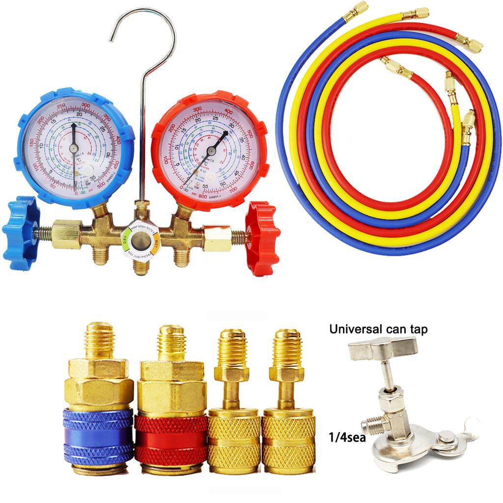 R410a 3 Way AC Diagnostic Manifold Gauge Set for Freon Charging Fits R32 R410a R-404A R-134a Refrigeration Manifold Gauge Air