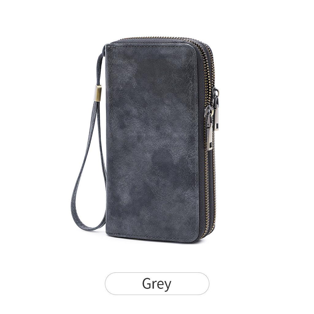 Nová pánská business peněženka módní dlouhá peněženka na dvojitý zip retro velkokapacitní dámská psaníčko