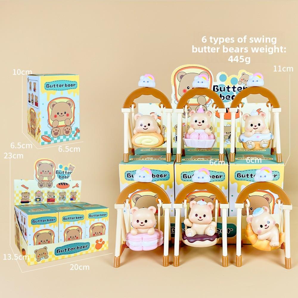 Bear Butter Cute Donut Burger Swing Food Series Model Ornament Set Desktop Decor
