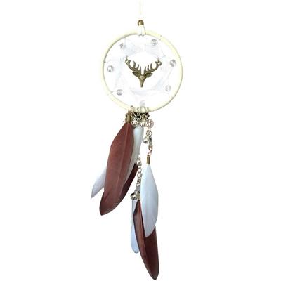 HIGHAWK Accesorios para Coche Decoración Interior de Coche Colgante Atrapasueños Pluma Ciervo Decoración Espejo Retrovisor