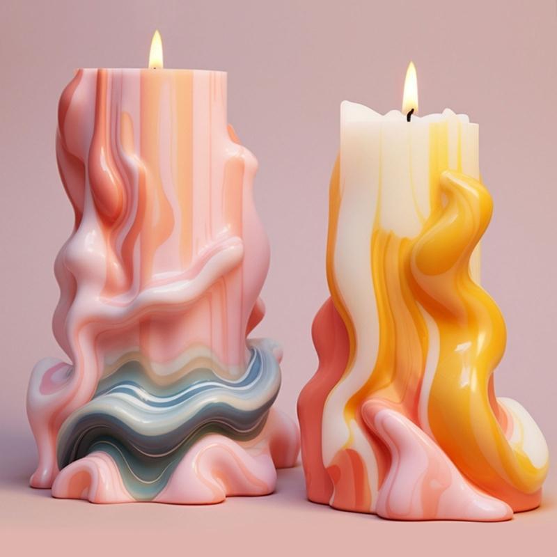 Geometric Candle Mould Handmade 3D Cylinder Silicone Mold Resin Mould Scented Candle Making Mold for DIY Decoration