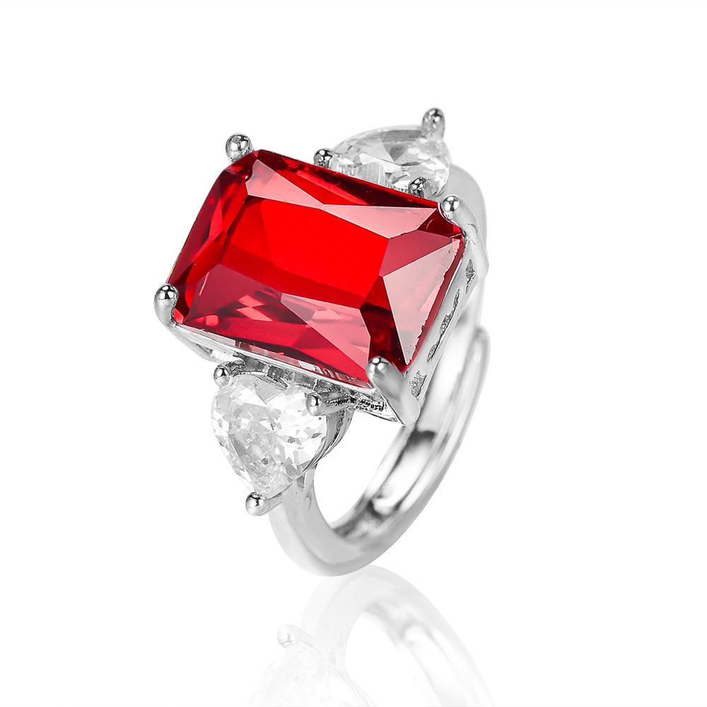 Hot Love Zircon Ring Simulation Ruby Gemstone Live Ring Party Atmosphere Ring
