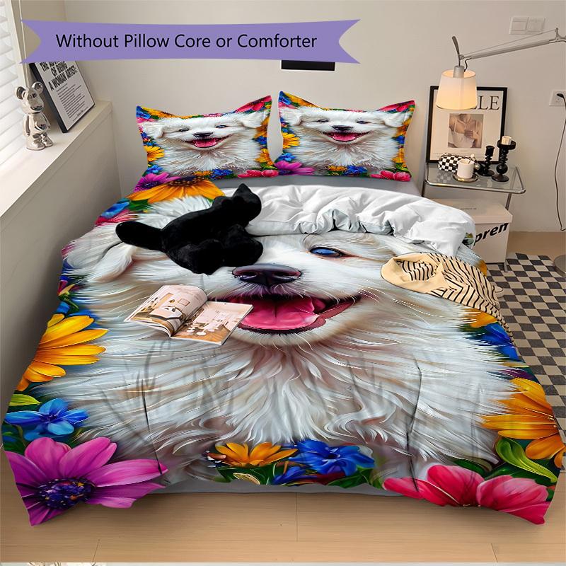 

3pcs Puppy Portrait Duvet Cover Set, Cover For Bedroom Guest Room (1 Duvet Cover + 2 Pillowcase, Without Quilt), yy250922153 135x200cm