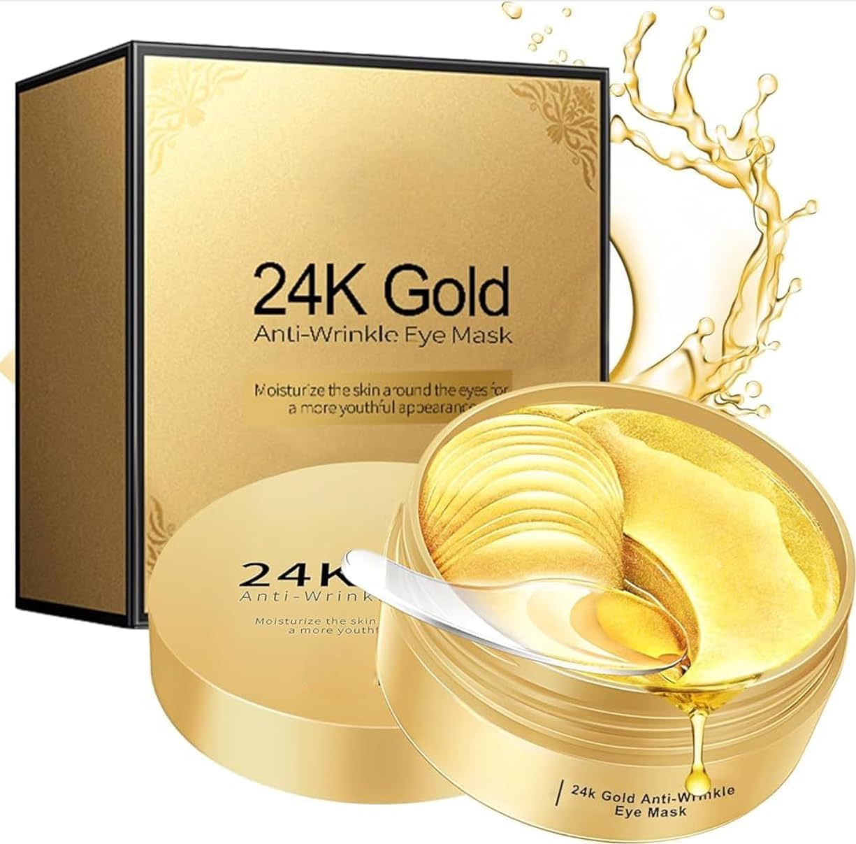 CARTSHOPPER 24k Gold Under Eye Patches (60 PCS) eye mask, Collagen Skin Care Products, Eye Patches for Puffy Eyes masks for dark circles, Wrinkles