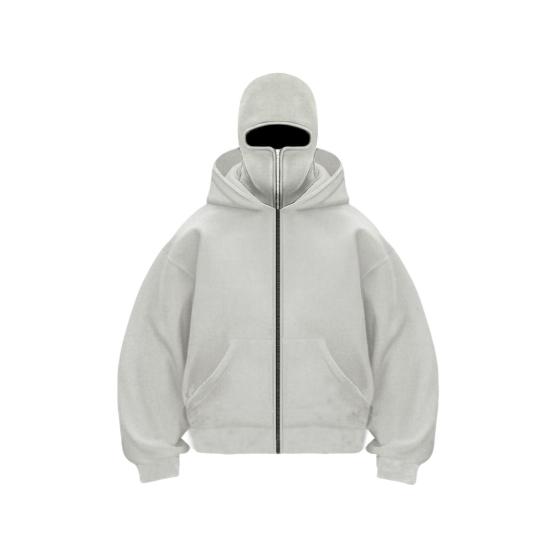 Unisex Kukla Mikina Teplá Volná Mikina s Kapucí Zapínání na Zip Ležérní Bunda s Obličejovou Maskou pro Podzim Zimu Venkovní Sporty Streetové Oblečení