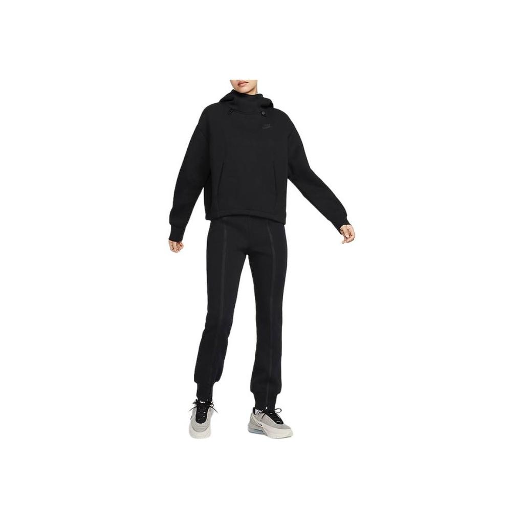 Nike FW24 Tech Fleece Solid Color Comfortable Loose Versatile Hoodie Women Hoodies Black FV6323-010