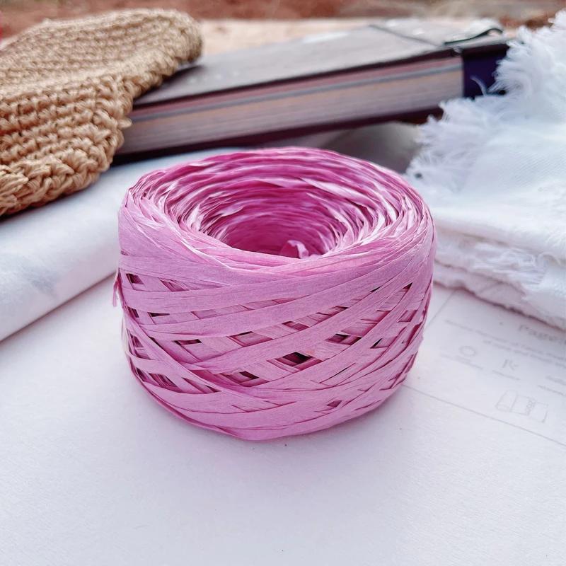 180m Raffia Yarn Paper Grass 100g/pcs for Knitting and Crochet Handmade Diy Straw Hat Bag Doll Slippers Weave Soft Yarn Thread