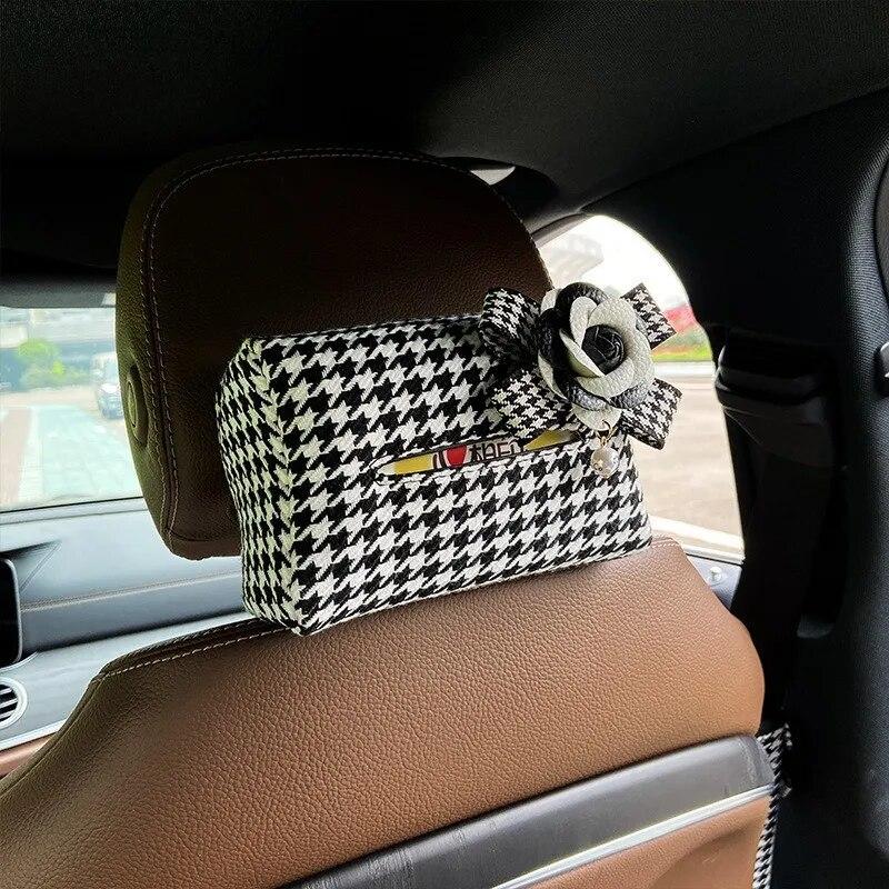 Advanced Sense Thousand Bird Lattice Cutie de șervețele pentru mașină Scaun de mașină pentru femeie Spate Cotiera Cutie de hârtie Cutie de sertar Cutie de cotitură pentru brațe de mașină Materiale pentru decorarea interioară a mașinii