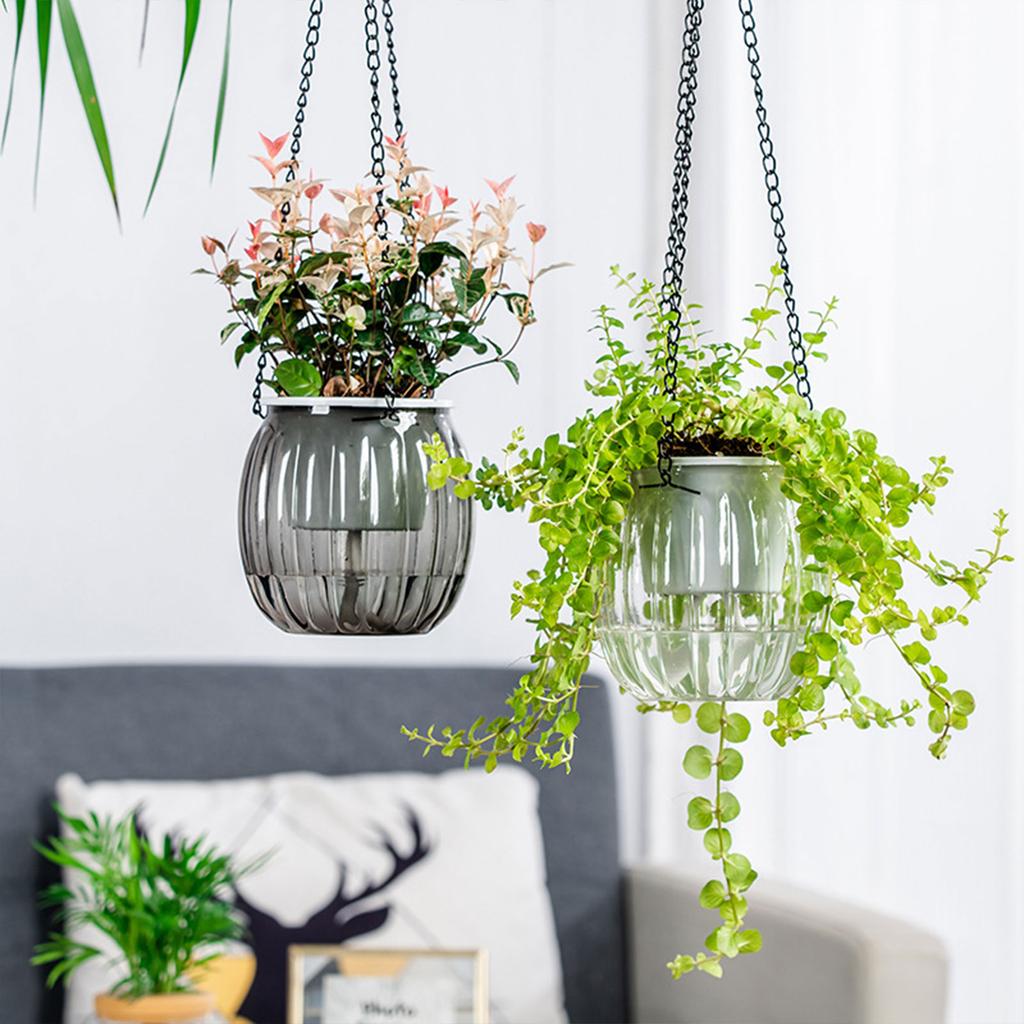 Hanging Self Watering Planter Plastic Resin Hanging Basket with Visible Water Level for Indoor Outdoor Plants