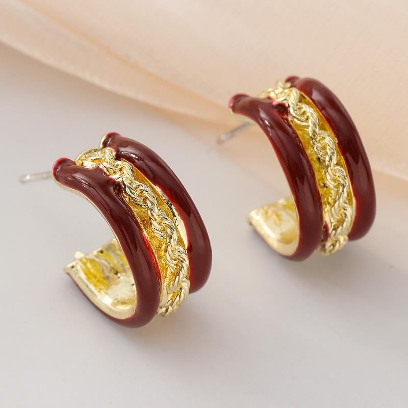

Серебряные иглы 925 пробы, французские винтажные C-образные круглые серьги из жареного теста, маленькие серьги премиум-класса с темпераментом толпы