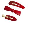 Korea France Red Christmas Bow Hair Clip, BB Hairpin, Acetate Hair Accessory