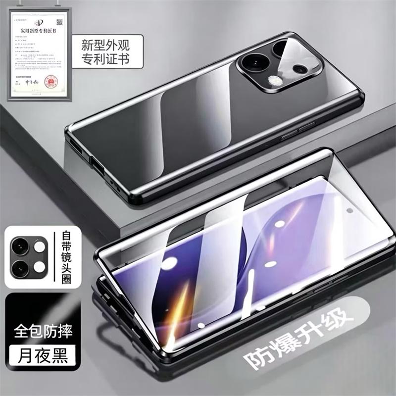 Funda Para Oppo Reno 16F Reno 16 FS 5G Funda Completa 360 Adsorción Magnética Doble Cara Tapa Metálica Cubierta Protectora de Cristal Templado