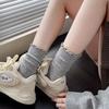Women Socks with Lace Trim Hollow-Out Mesh Breathable Slouch Summer Spring Socks Solid Color Trendy and Versatile for Ins