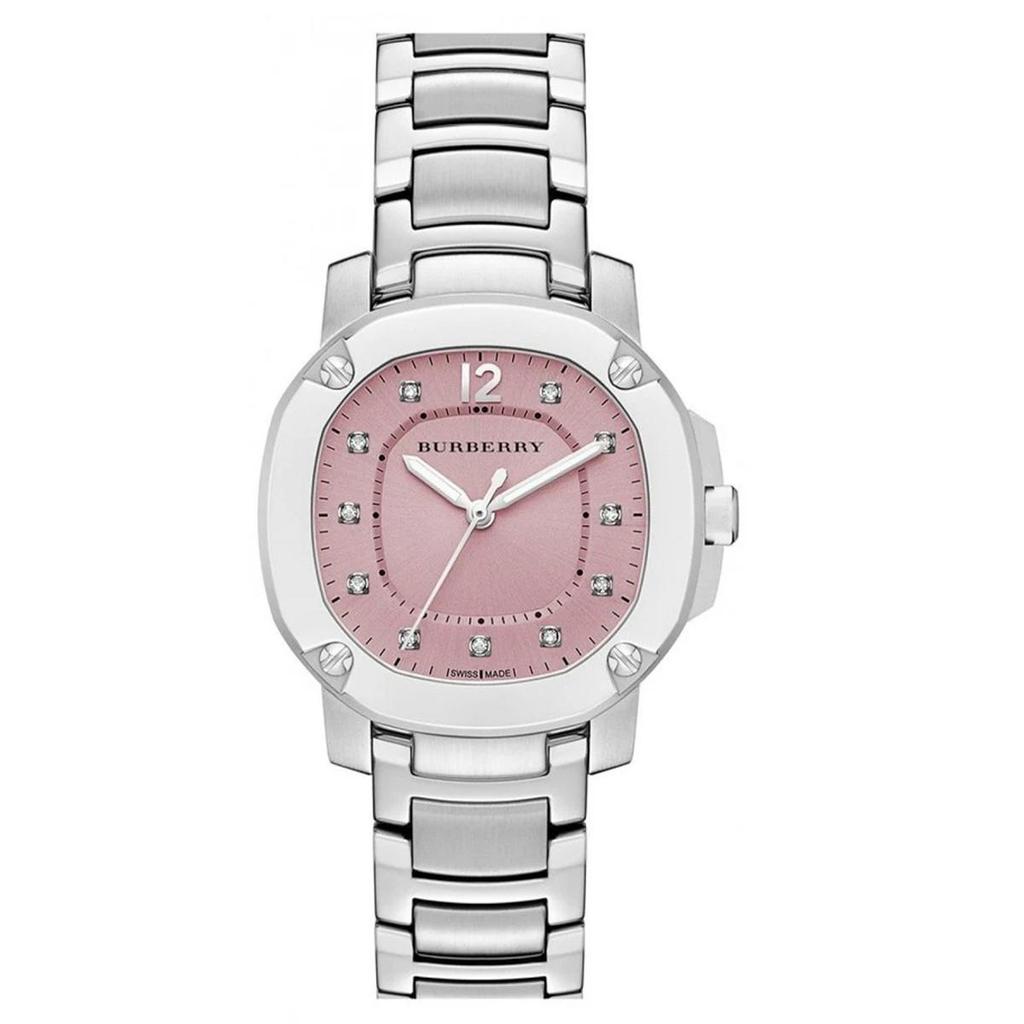 Burberry BBY1805 Die Britain Diamonds Damenuhren mit rosa Zifferblatt