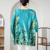 Ethnic Style Summer Blouse Cotton Ethnic Style Shirt Bat Sleeve Loose Large Round Neck T-shirt for Women