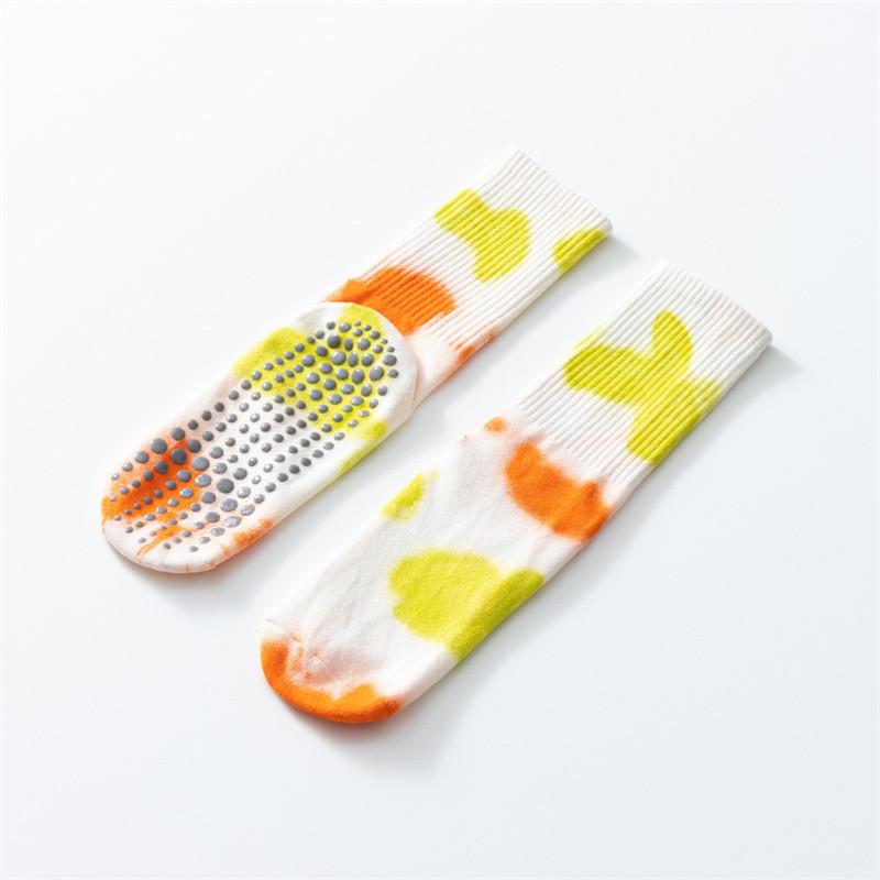 New Printed and Dyed Yoga Calf Socks Cotton Anti Slip and Contrasting Color Floor Socks