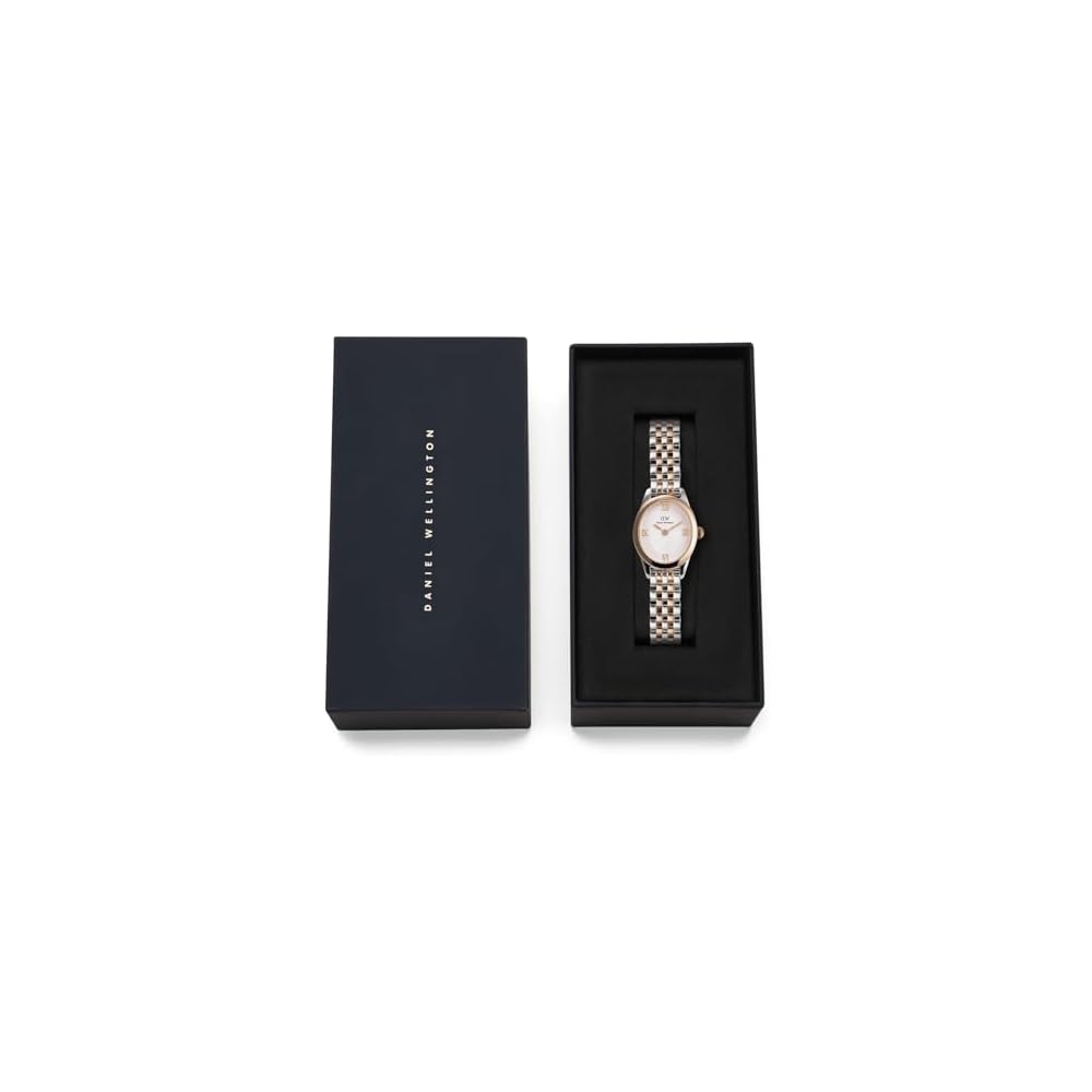 Daniel Wellington Ophelia Mini Two-Tone Watch 25.5x22mm White RG for Women Elegant Fashion Timepiece
