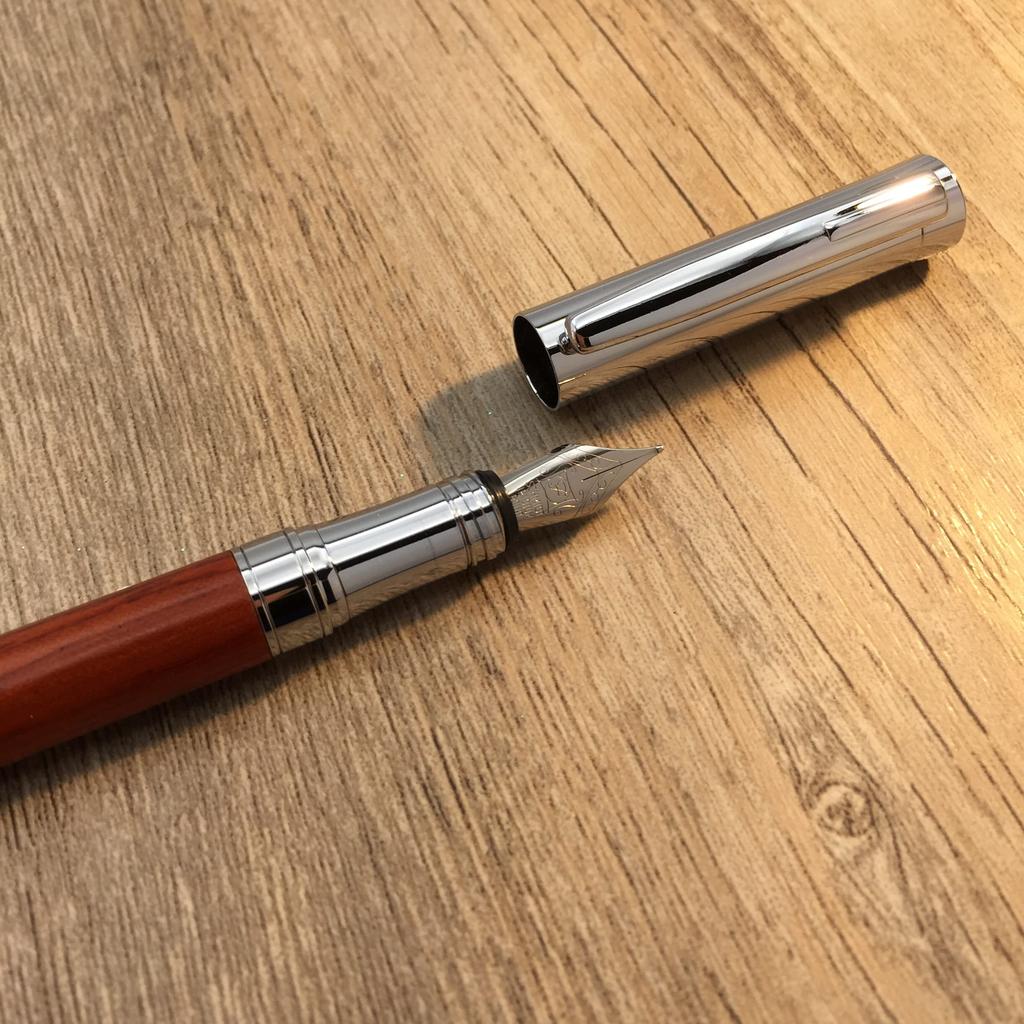 LACHIEVA LUX Luxury Writing Natural Karin Wood Fountain Pen with Gift Set Instruments German-Made Nib, (Karin)