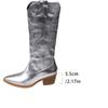 Fashion Temperament High Boots Women's Autumn Fashion Pointed Toe Embroidered Block Heel Sleeve Non-slip Knight Boots