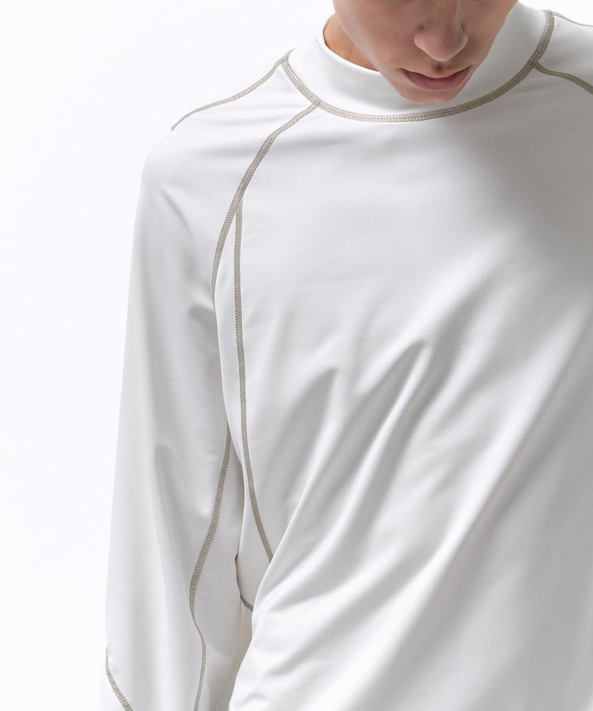 MUSINSA STANDARD [City Leisure] Structured Mock Neck Long Sleeve T-Shirt [Stone White]