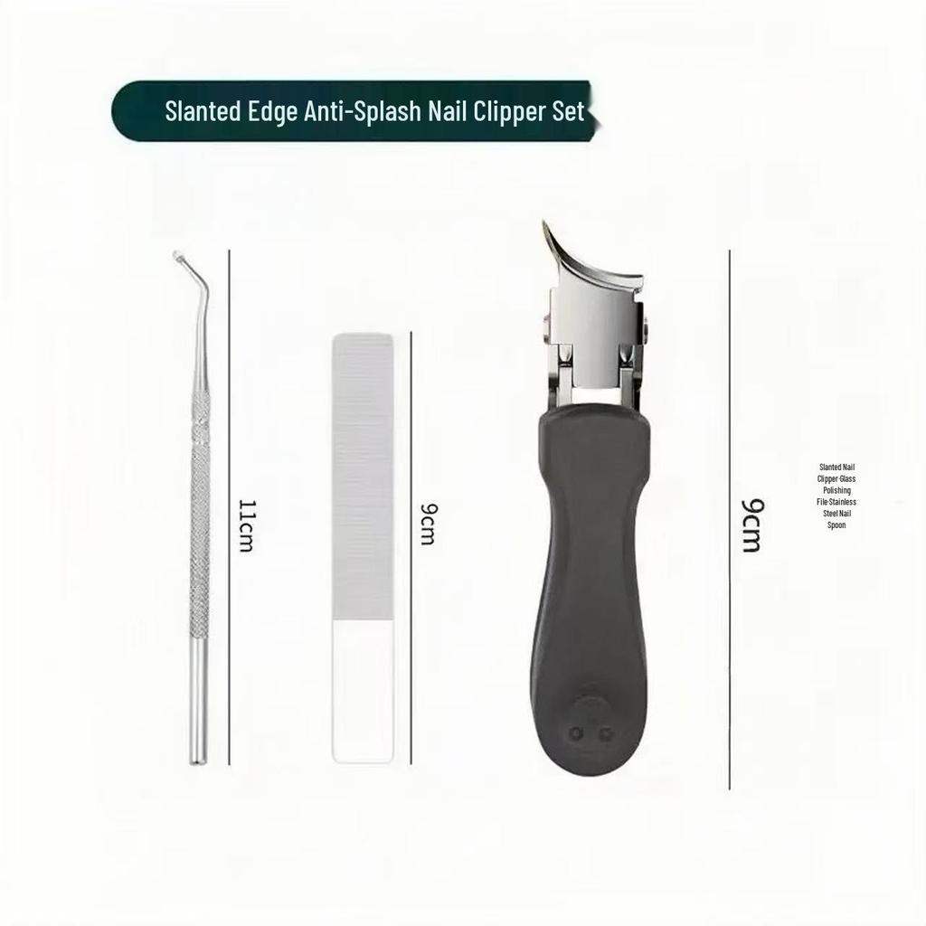Slanted Edge Ingrown Toenail Clipper Set with Anti-Splash Pointed Clippers, for Home Manicure Use