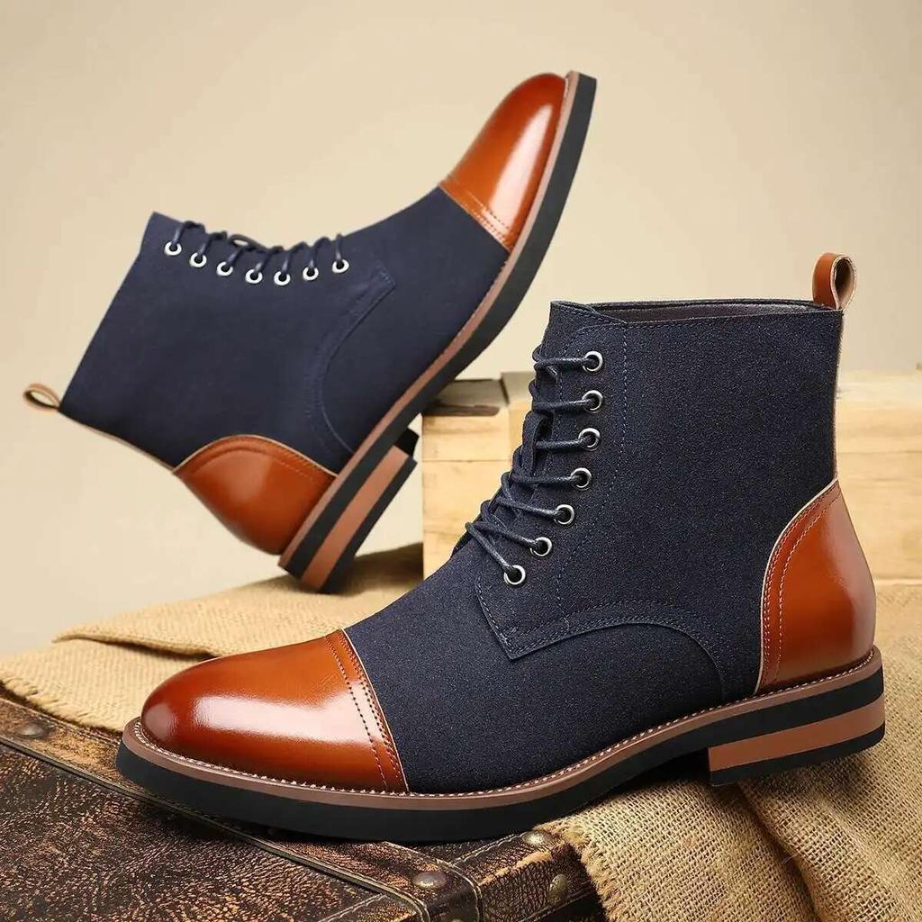 Luxury Men's Shoes High Quality Suede Leather Boots Classic Business Dress Boots for Men Lace Up Ankle Booties Botas Para Hombre