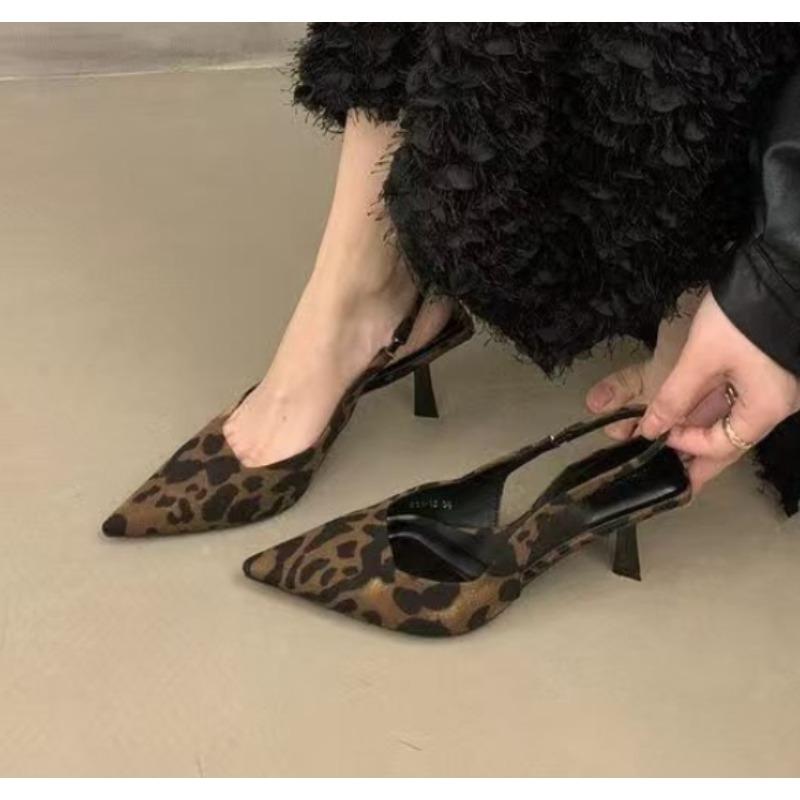 Fashion Shoes for Women 2025 New Large Size Shoes Pumps Autumn Leopard Print Pointed Toe Shallow Stilettos Thin Heels Zapatos De Mujer
