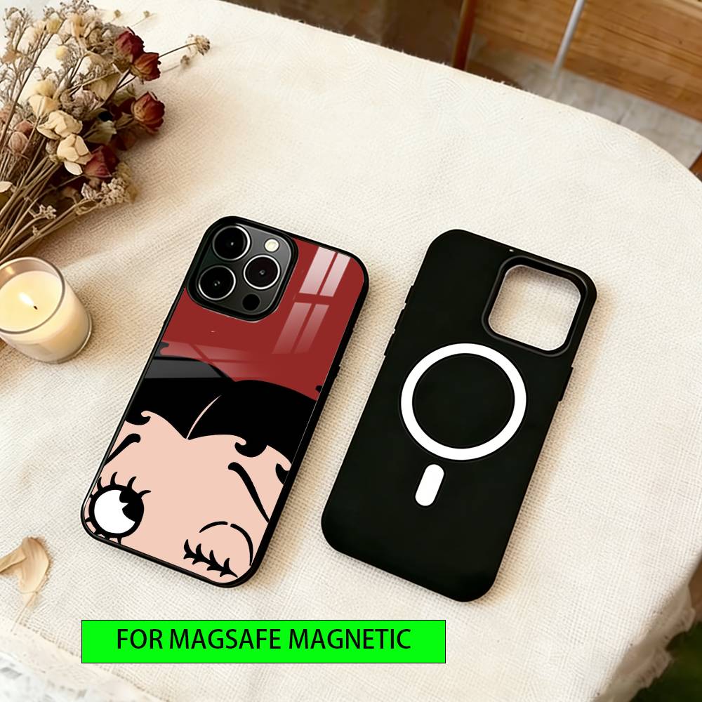 

Cartoon Betty Boop Phone Case For iPhone17,16,15,14,13,12,11 Plus,Pro Magnetic with Magsafe Wireless Charging iPhone12mini