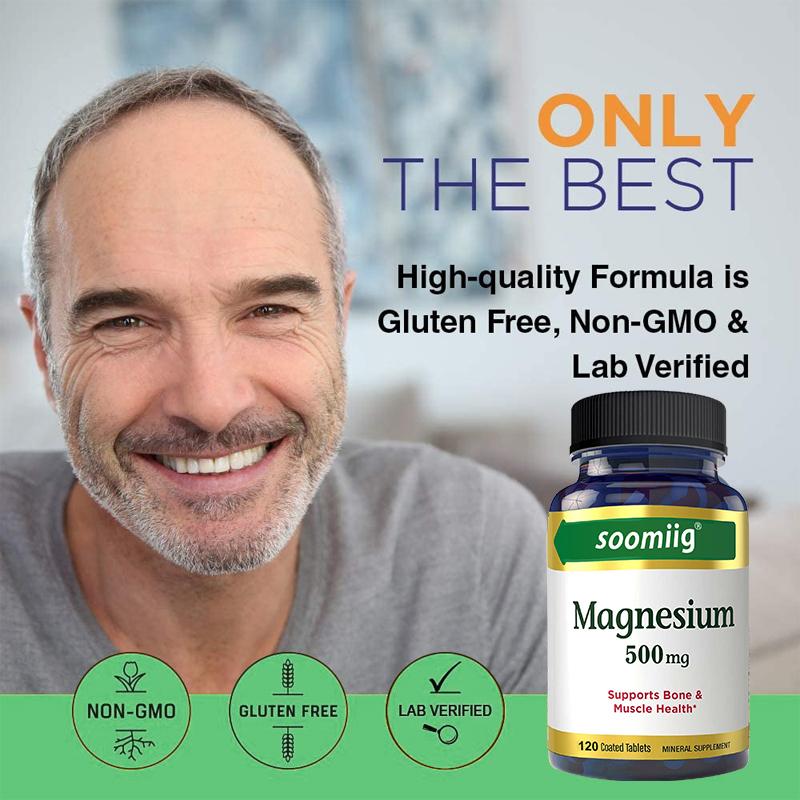 Magnesium 500 mg - Highly effective formula for bone and muscle health. 120 capsules.