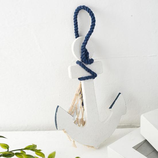 Nautical Wooden Ornament with Rope Beach Ocean Theme Wall Art Rustic Coastal Door Hanging Ornament for Bedroom Living Room Decor