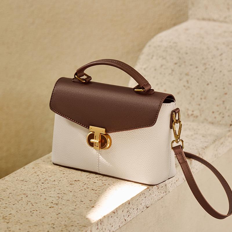 

2025 New Luxury High-End Women s Handbag Versatile Top Layer Cowhide Shoulder Bag Fashionable Crossbody Bag Upper Width24CM*Lower Wid