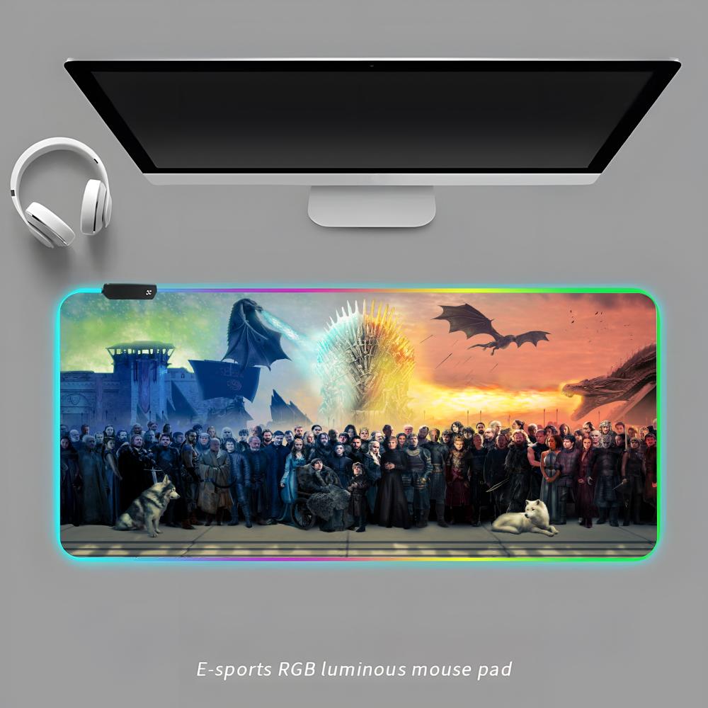 

Hot TV Game Of Thrones Mouse Pad RGB Gaming Mouse Pad Desk Mat HD Gamer Large LED Light XXL MousePads RGB600x300x3mm