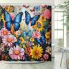 Enchanting Butterfly Garden Shower Curtain - Waterproof, Vibrant Flower Butterfly Design, Creating a Magical Atmosphere