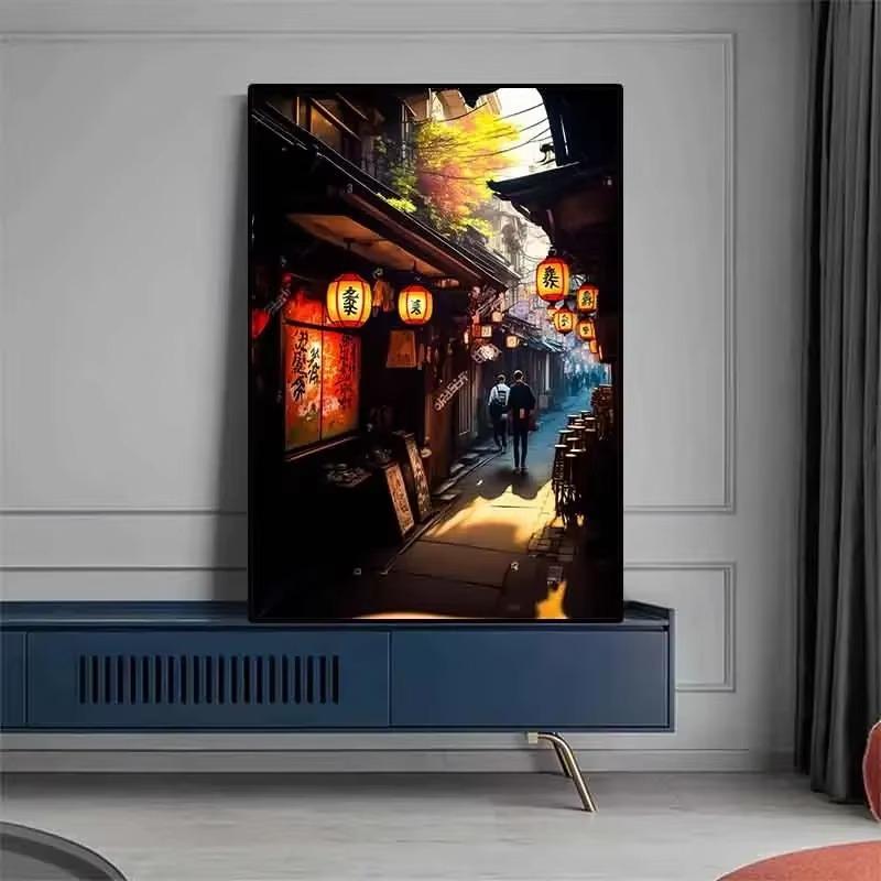 Pop Neon Japonsko Tokio Městská krajina Plakátové tisky Estetika Přírodní scenérie Anime Komiksy Nástěnné umění Tisk na plátno Domácí dekorace