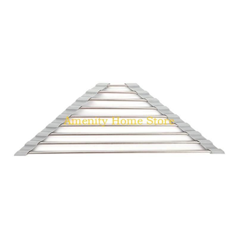 

F26C Roll Up for Triangle Dish Drying Rack for Sink Corner Foldable Caddy Sponge Hold серый