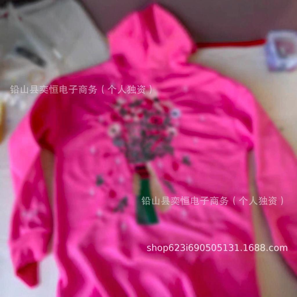 2025 Autumn/Winter Women's Floral Embroidered Oversized Hoodie with Drop Shoulder Sleeves - European Size
