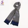 [BYSIFA] Winter Men Warm Scarves Thicken Fashion Luxury 100% Silk Male Business Long Scarf Cravat Navy Blue Neck Scarf 165*24cm