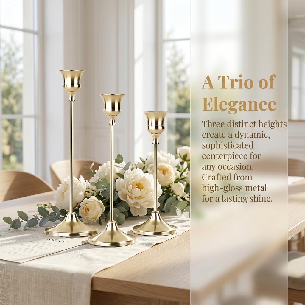 3pcs European Vintage Candlestick Set Old ed Table Ornament for Wedding Anniversary Party Hotel Home Room Decoration