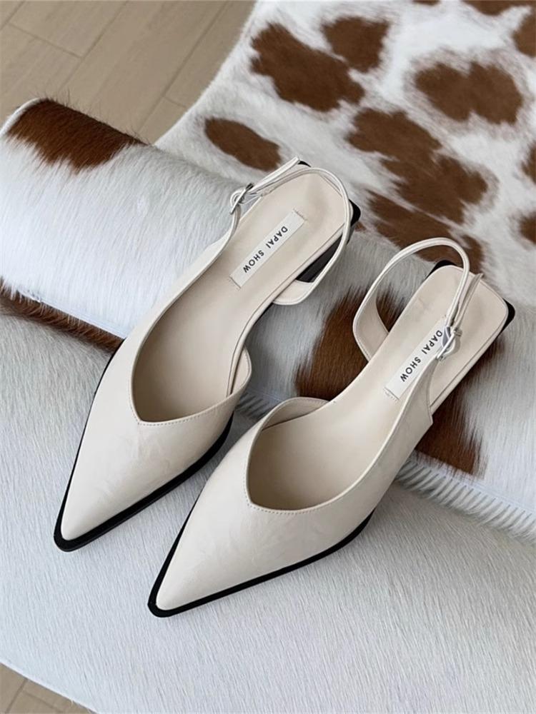 Black Sandals Women Summer New Women's Sandals Pointed Pumps Women Shoes Office Dress Shoes Sexy Square Heel High Shoes