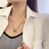 Woman Noble Multi-Layered Ursus Ring Necklace Elegant Necklace Fashion Silver Charm Orb Pendant Engraved Hollow Out Chain Dinner Dress Accessories