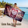 Poland Football Design Beach Towel Custom Text Large Towel for Beach Vacation